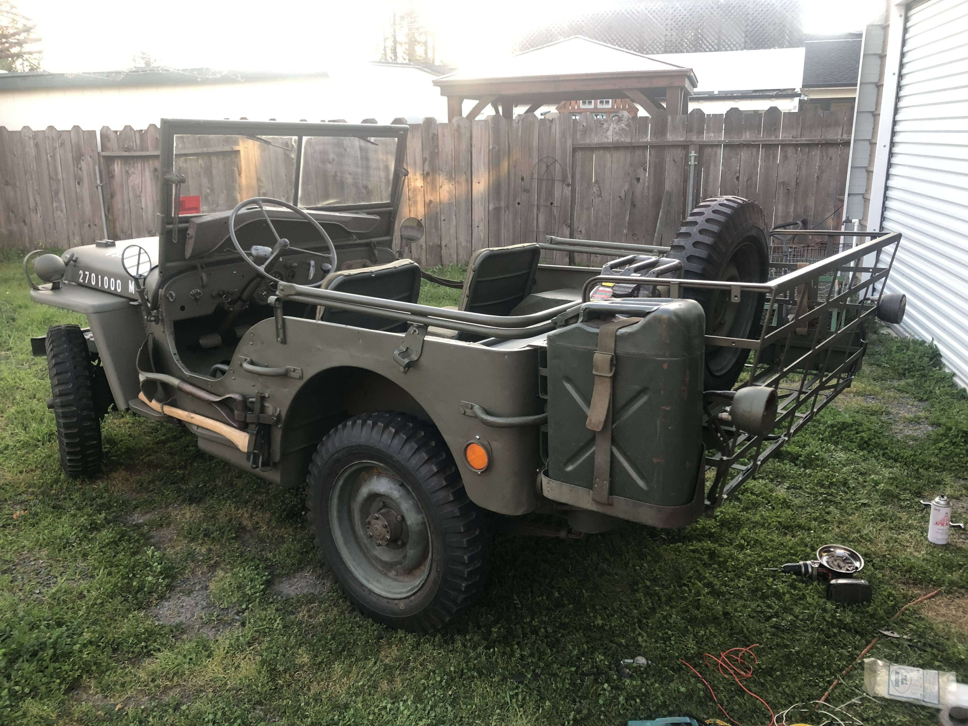 Bustle rack fitted and viewed from side on military vehicle