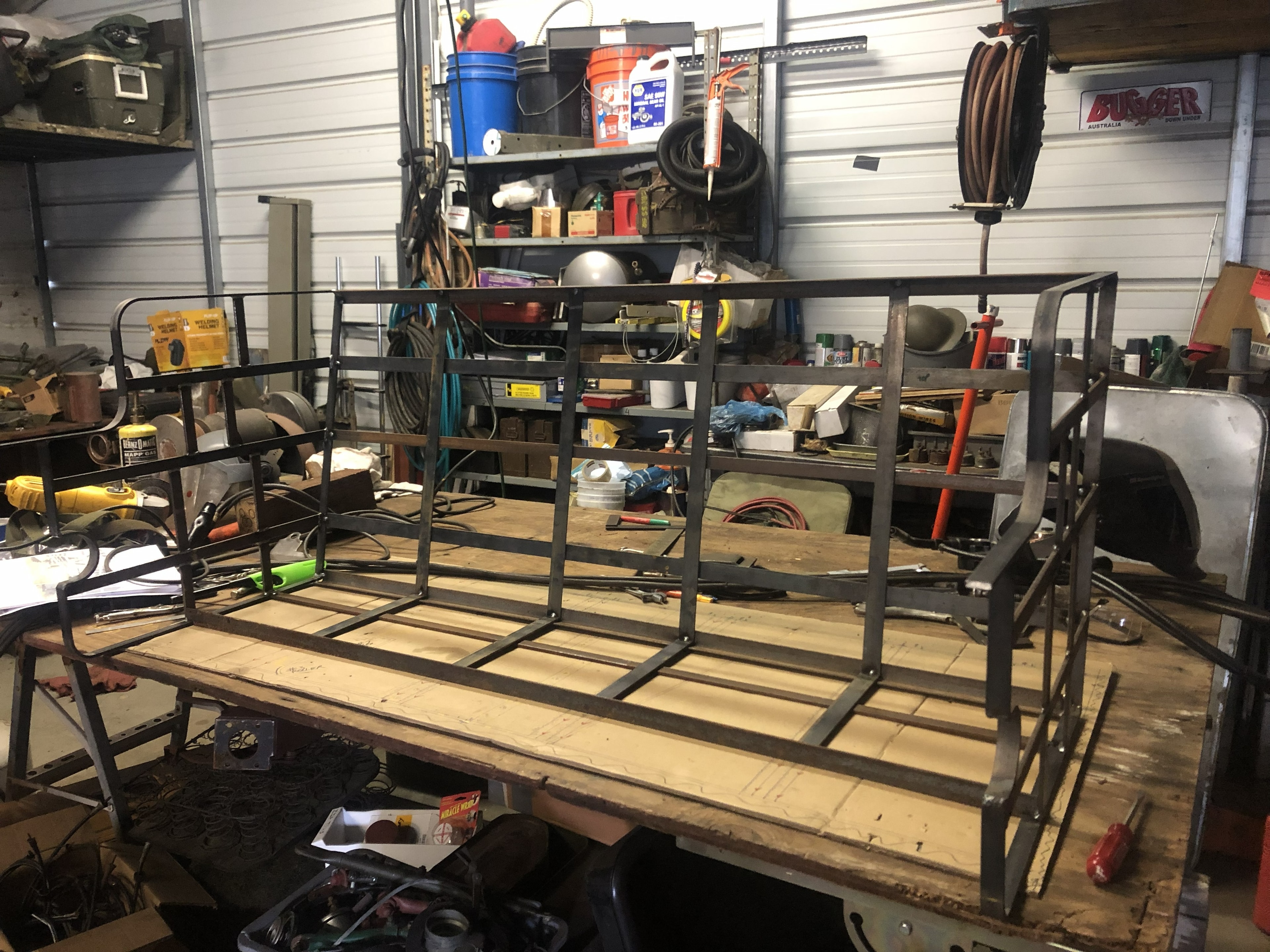 Bustle rack on workbench showing full construction detail